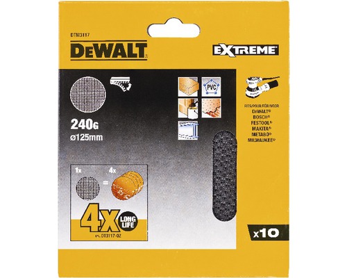 DeWalt slipnätset, korn 240, diameter 125 millimeter, 10 stycken