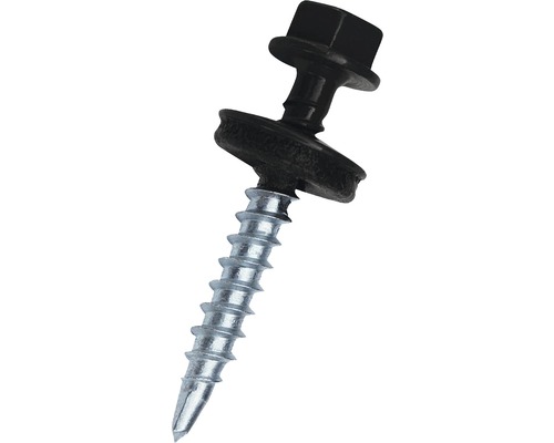 Farmarskruv PRECIT 4,8x20mm svart 250-pack Takskruv med tätningsbricka