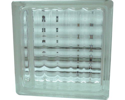 Glasblock korsräfflad bred klar 190x190x80mm 10st/paket Klarglas glasblock med vågmönster