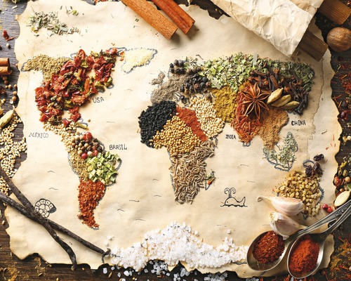 Poster Världskarta i kryddor 40x50cm