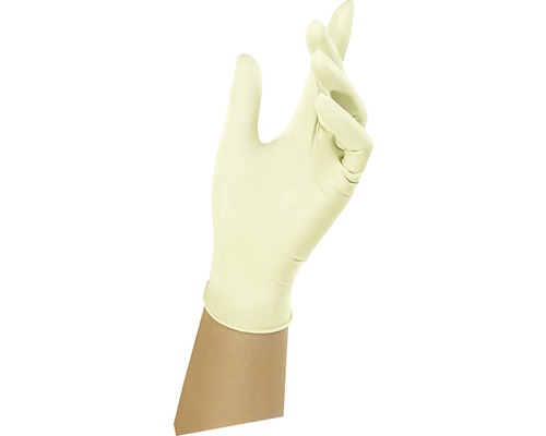 Engångshandske av latex på armen