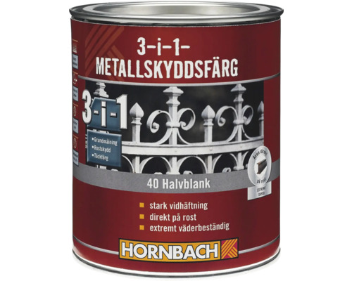 Metallskyddslack 3i1 40 halvblank matt vit 250ml