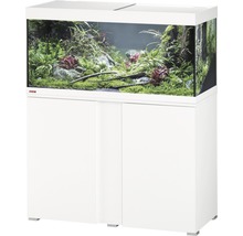 Vitt akvarium med underskåp och växter