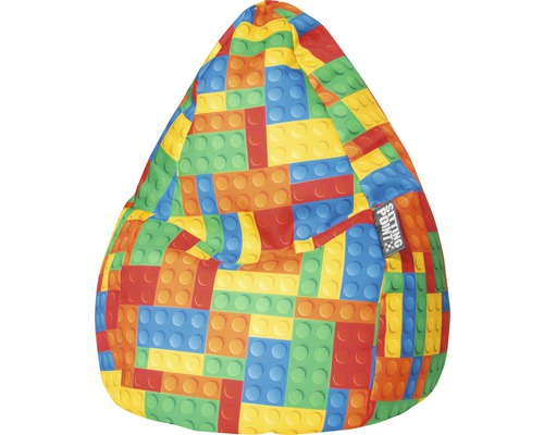 Sittsäck SITTING POINT Beanbag Bricks L ca 120L multifärg 70x90cm Sittsäck med byggklossmönster