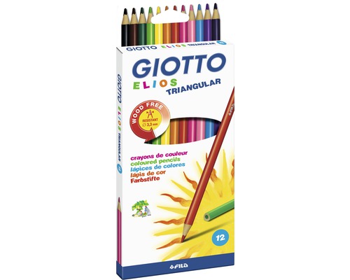 Giotto Elios Triangular färgpennor, 12 stycken, träfria