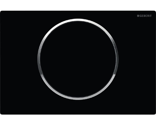Spolplatta GEBERIT Sigma 10 platta svart blank / knapp svart blank / dekorringar krom 115.758.KM.5