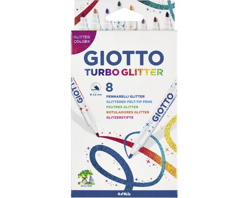 Giotto Turbo Glitter pennor, 8 stycken, glitterpennor