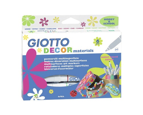 Giotto Decor Materials pennor, 6 stycken, för dekoration av olika ytor