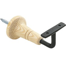 Räckesfäste av trä och metall med skruv