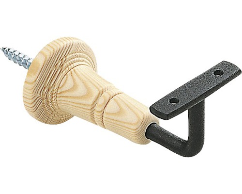 Räckesfäste av trä och metall med skruv