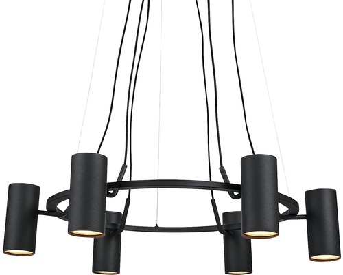 Svart hänglampa med sex ljuskällor