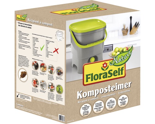 FloraSelf komposthink för fermentering av köksavfall i produktförpackning