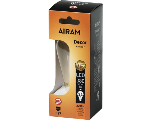 Airam Decor Amber LED-lampa i förpackning