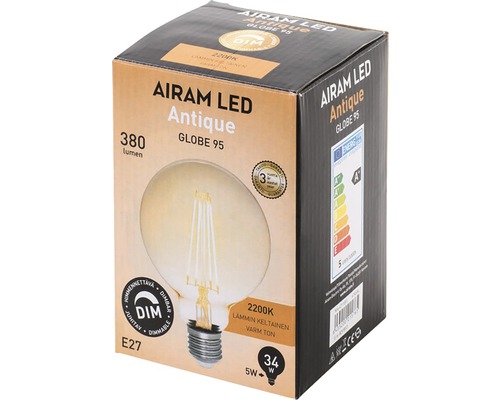 Airam LED Antique Globe 95 lampförpackning