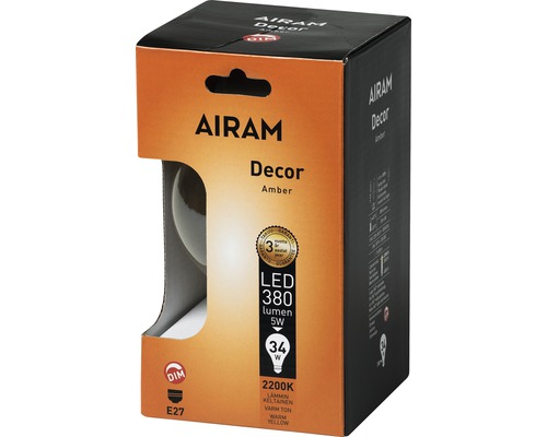 Airam Decor Amber LED-lampa i produktförpackning