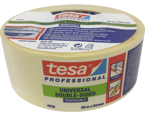 Tesa Professional Universell dubbelsidig tejp, 25 meter gånger 50 millimeter