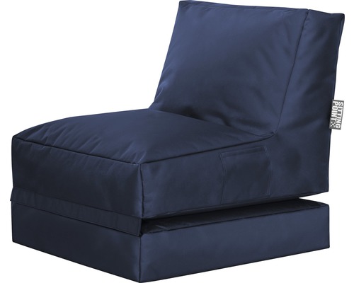 Sittsäck fåtölj SITTING POINT Twist Scuba jeansblå 90x70x80cm (180x70x60cm) Blå sittpufffåtölj med ryggstöd och fotstöd