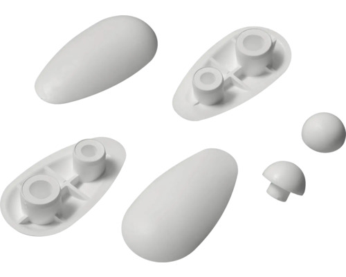 Olika vita möbelglidare i plast