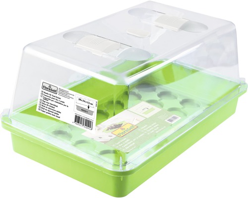 Växtlåda med transparent lock, mått 38x24x13 cm