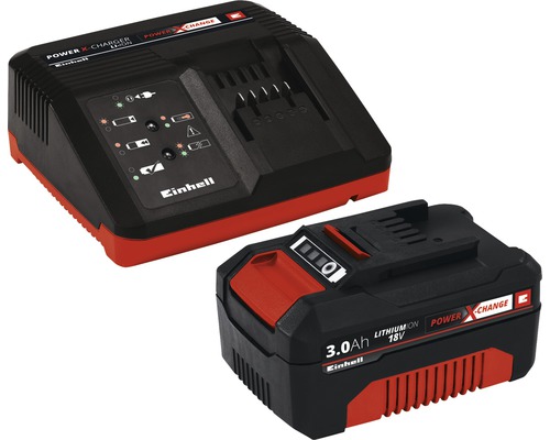 Einhell batteriladdare och 18 volts batteri med 3.0 amperetimmar