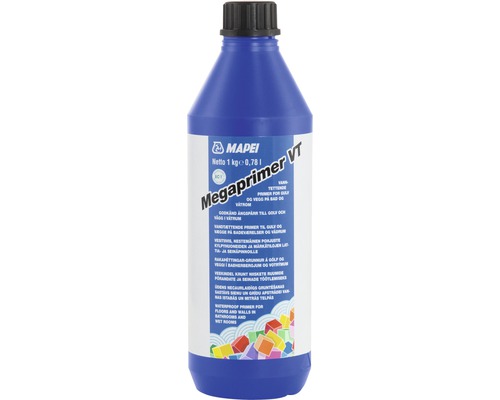 Ångspärr MAPEI Megaline Megaprimer VT 1kg Megaprimer VT Primer i en blå flaska