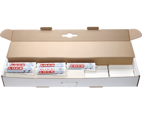 Öppen kartong med Block Lock Original tätningsmedel