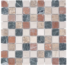 Mosaikplatta av natursten, kvadratiskt arrangerad