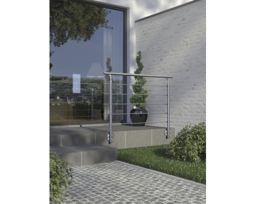 Aluminiumräcke PERTURA komplettset med 5st rostfria stolpar för vertikalmontage 150cm
