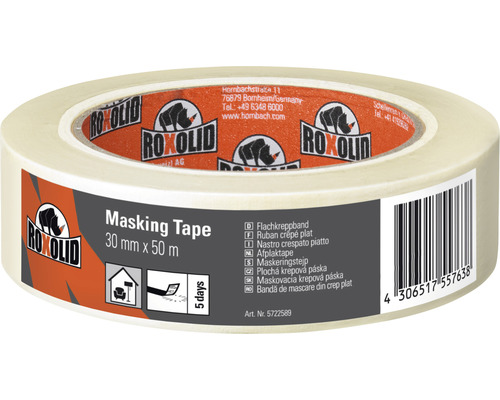 Maskeringstejp ROXOLID Kräpptejp beige 30mm 50m Maskeringstejp ROXOLID Kräpptejp beige 30mm 50m