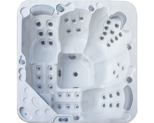 Överifrån sett av ett bubbelbad med jetstrålar