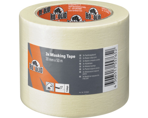 Maskeringstejp ROXOLID set beige 30mm 50m 3-pack Maskeringstejp ROXOLID set beige 30mm 50m 3-pack