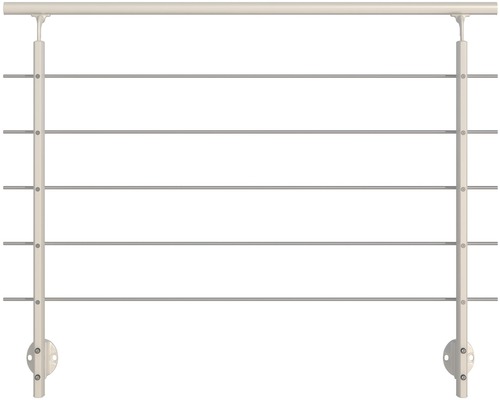 Aluminiumräcke PERTURA komplettset vit med 5st rostfria stolpar för sidomontage 150cm