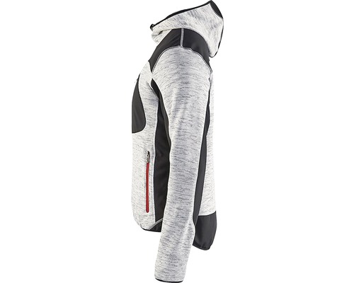 Grå fleecejacka med huva och dragkedjeficka