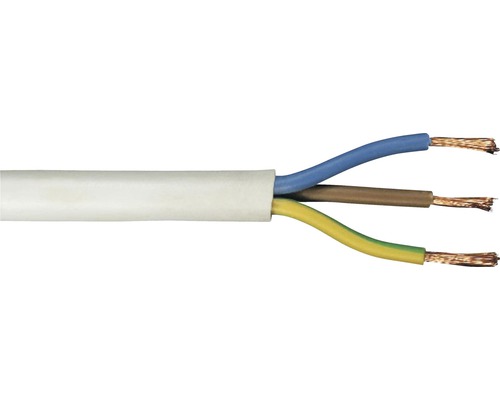 Anslutningskabel RKK (H05 VV-F), 3G 1,5 mm², vit, 50 m Elkabel med tre ledare