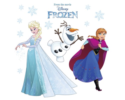 Väggdekal med karaktärerna Elsa, Anna och Olof från filmen Frost