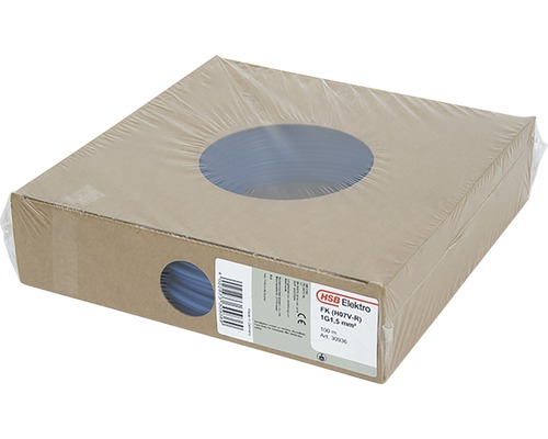 Installationskabel FK (H07 V-R), 1,5 mm², blå, 100 m HSB Elektro FK (H07V-R) elkabel, 1G1,5 mm, 100 meters rulle