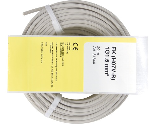 Installationskabel FK (H07 V-R), 1,5 mm², 20 m, vit-0