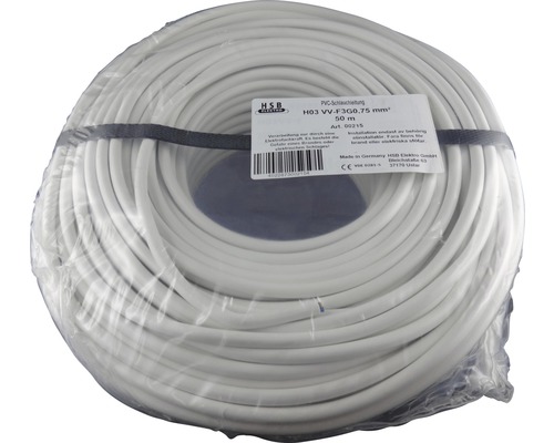 Rulle PVC-slangledning H03 VV-F3G0,75 mm² med en längd på 50 meter