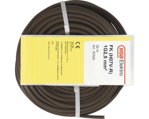 Installationskabel FK (H07 V-R), 2,5 mm², brun, 20 m Elektrisk kabel HSB Elektro FK H07V-R 1G2,5 mm² som ring med en längd på 20 meter