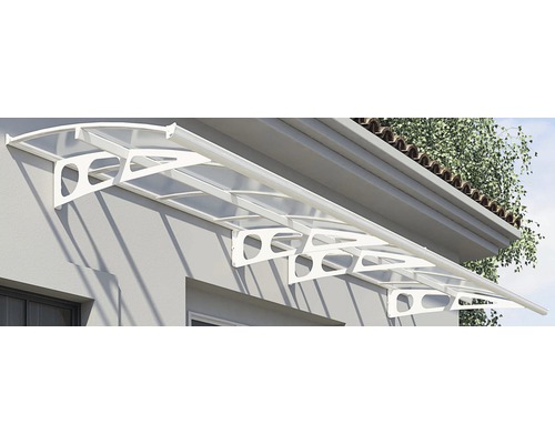 Skärmtak med transparent tak och fästen