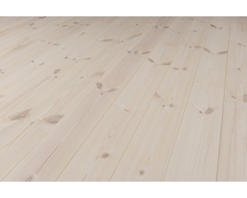 Massivt trägolv DALAFLODA Softpine Pearl slät 25x183mm Ljust trägolv av furu
