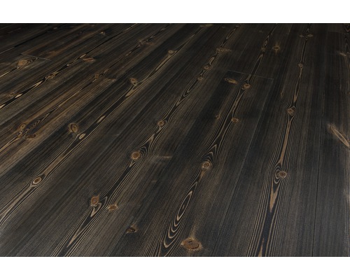 Massivt trägolv DALAFLODA Hardpine Onyx borstat 25x183mm