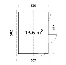 Friggebod PALMAKO Hedwig 14,9m² (inv. 13,6m²) 452x330cm natur