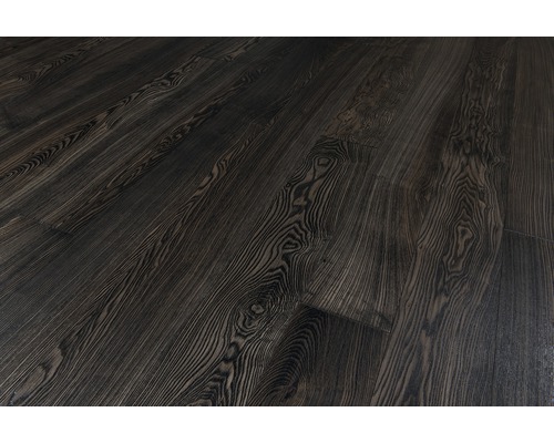 Massivt trägolv DALAFLODA NoblesseAsh Onyx 20x137x2000mm Mörkt trägolv med ådring