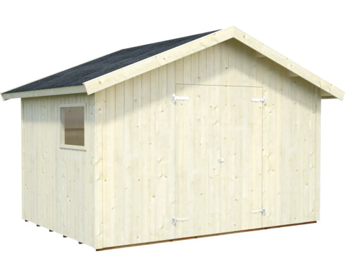 Trädgårdshus i trä med fönster och dubbeldörr