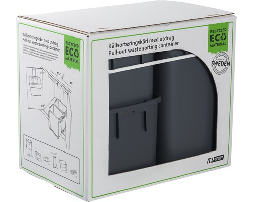 Förpackning för utdragbart avfallssorteringssystem