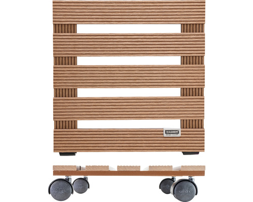 Växtrulle av trä med hjul