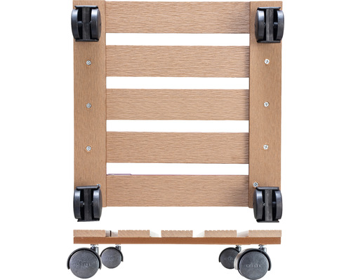 Växtrulle av trä med hjul