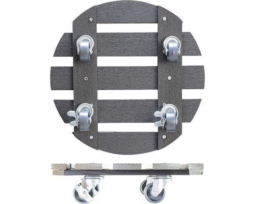 Växtrullare av trä med fyra hjul