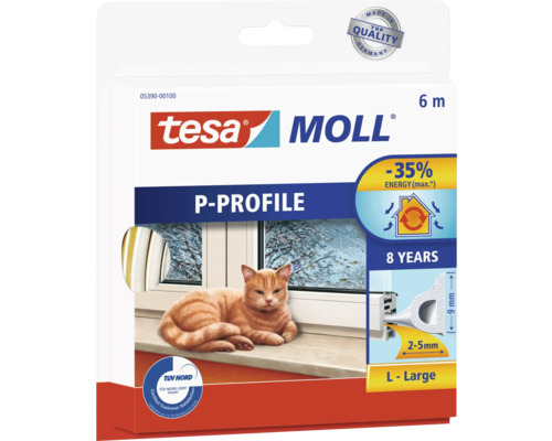 Tätningslist P-profil TESA vit 6m x 9x5,5mm Tätningslist P-profil TESA vit 6m x 9x5,5mm